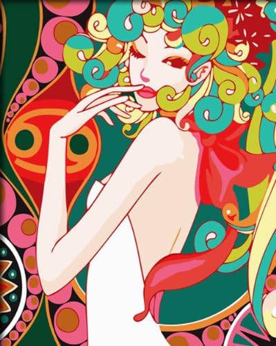 FramedPBN Paint by Numbers for Adults, Wood Frame 13.4" X17.3", Paint by Number Kits, Fashion Lady
