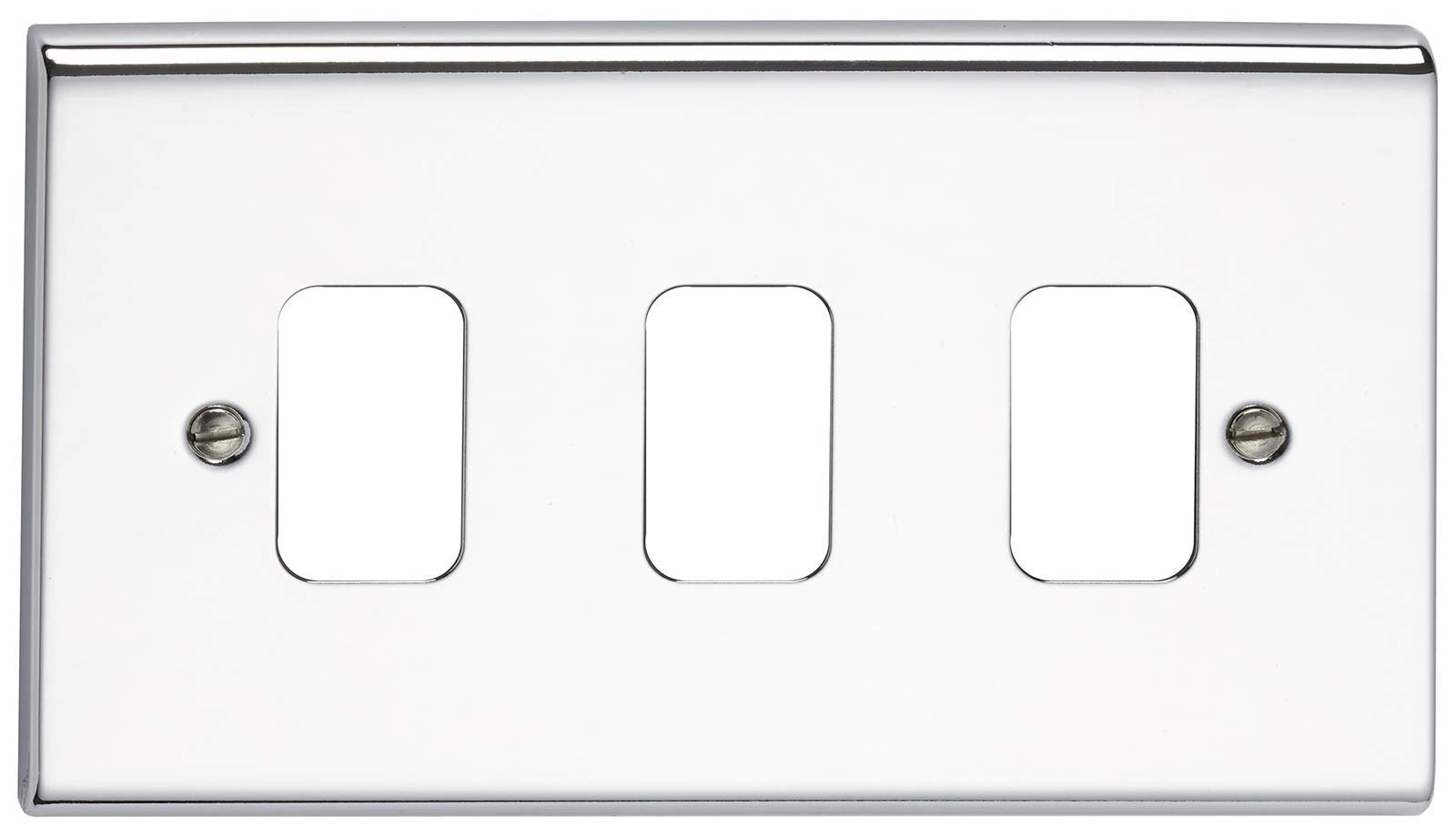 Deta G3423CH 'Slimline Decor' Grid Switch Cover Plate - Polished Chrome 3 Gang