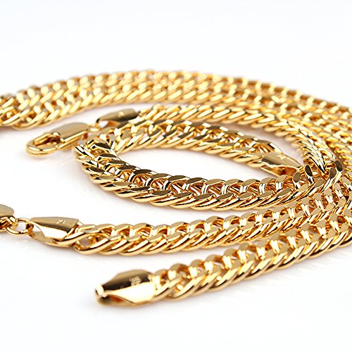 Heavy Men's Jewelry Set 24k Yellow Gold Plated Necklace Bracelet Sets