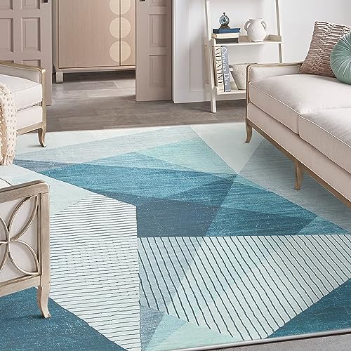 ASIinnsy Living Room Rugs Modern Abstract Rug Short Hair Large Soft Non-Slip Bedroom Rugs for Living Room Bedroom (Blue Grey, 160 x 200 cm)