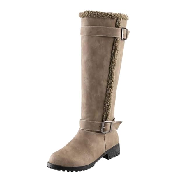 BHYDRY Schuhe Damen Klassische Winter Warm Stiefel Flacher Boden Schneestiefel LäSsig Bequem Warm Niedrige Ferse PlüSch Knieh