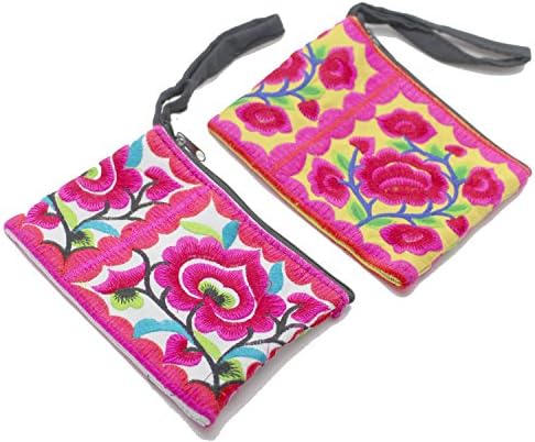 2 Hmong Wallet Bag Hill Tribal Flower Travel Pouch