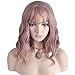 BERON 14 Inches Purple Wig Short Curly Wig Women Girl's Synthetic Wig Dust Purple Wig with Bangs Wig Cap Included