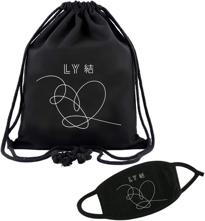 BTS Love Yourself Answer Canvas Drawstring Bags Backpack Schoolbag and BTS Mask