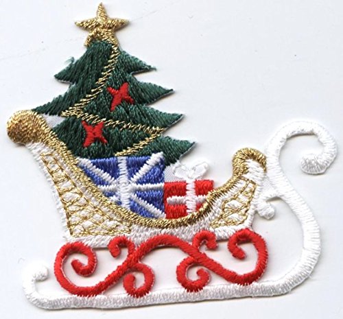 Christmas Sleigh Iron on Embroidered Patch