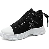 MAUGELY Women's High Top Heightened Sole Sports Causal Fashion Sneakers Canvas Shoes