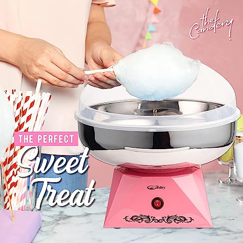The Candery Cotton Candy Machine with Stainless Steel Bowl 2.0 and Floss Bundle- Use to Floss Sugar Floss, Candy for Birthday Parties Fairs, Festivals- Includes 5 Floss Sugar Flavors 12oz Jars and 50
