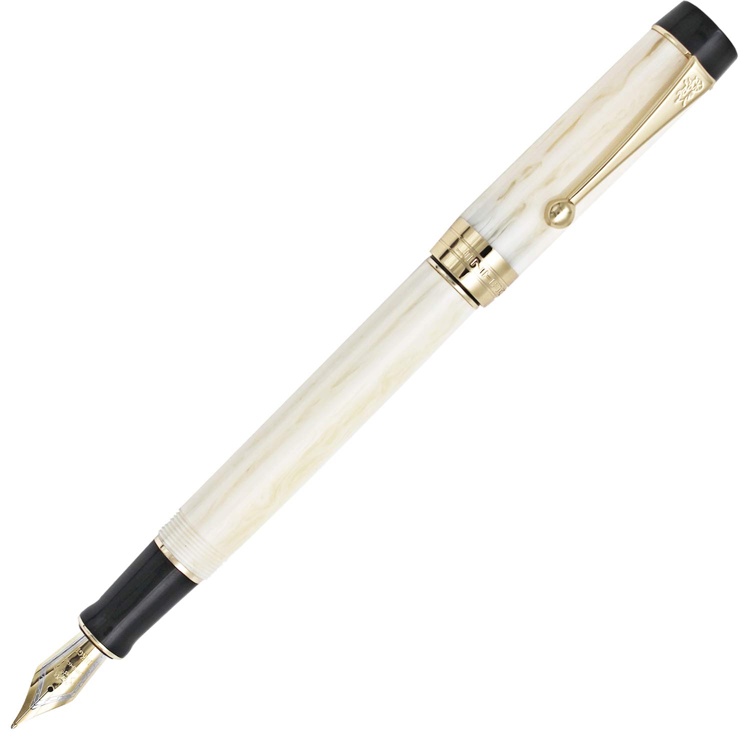 Gullor Ivory Black Pattern Acrylic Resin Fountain Pen Medium Nib with Gift Box