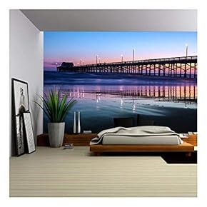 Bridge Pier and Reflection Above The Sea at Dawn - Removable Wall Mural | Self-Adhesive Large Wallpaper - 66x96 inches