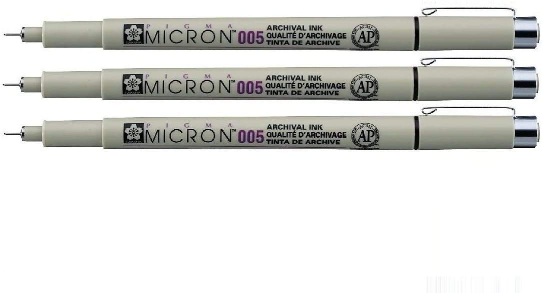 Photo 1 of Pigma Sakura Micron - Pigment Fineliners - XSDK005-0.05mm - Black [Pack of 3]