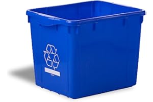 Nova Products 16 Gallons (60L) Curbside Recycle Bin - Durable Plastic Waste Basket for Indoor/Outdoor Use, Space-Saving Desig