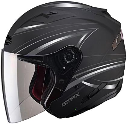 GMax OF77 Derk Matte Black/Silver Open Face Helmet - Large