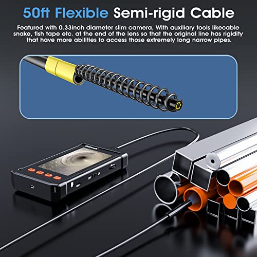 50FT Endoscope Inspection Camera, Oiiwak Borescope Camera for Pipe