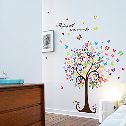 Smartcoco DIY Creative Romantic Butterfly Tree Wall Sticker Removable Wall Decals Kid Room Living Room Bedroom Decors - Thumbnail 3