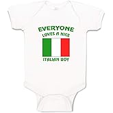 Cute Rascals Baby Bodysuit Everyone Loves A Nice Italian Boy Italy Countries Funny Boy & Girl Baby Clothes Cotton A White Design Only 6 Months