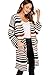 Milumia Striped Cardigan Warm Winter Sweaters Long Sleeves Open Front Basic Lightweight Outwear with Pockets
