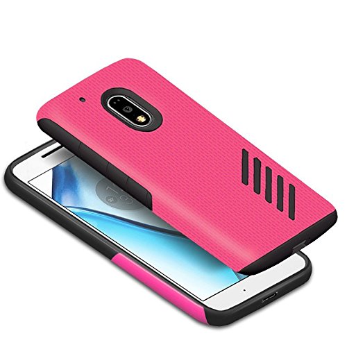 Orzly Grip-Pro Case for MOTO G4 & G4 PLUS SmartPhone (2016 Lenovo / Motorola Model) - Durable & Light-Weight Twin Layer Case for Added Grip & Protection - PINK