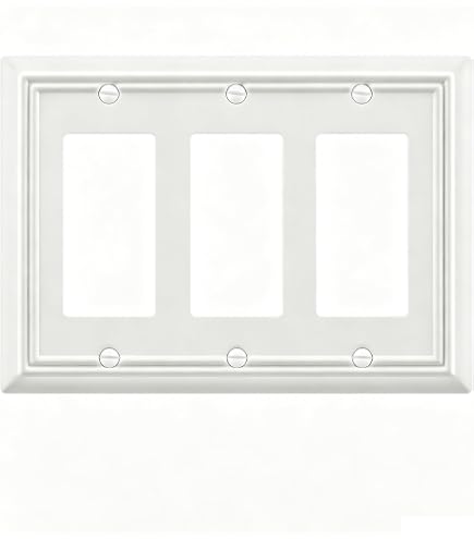 ZILLSEA 3-Gang White Decorator Wall Plate – Durable Metal Switch Cover, Midsize 6.77" X 4.88"