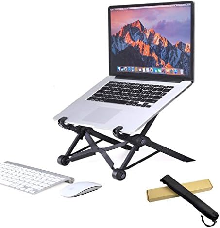 TOPTIP Foldable Laptop Stands with adjustable height、Portable Notebook Holder、Lightweight Compact Universal Fit for PC Mac book Computer. Perfect for those who travel frequently for business. Black