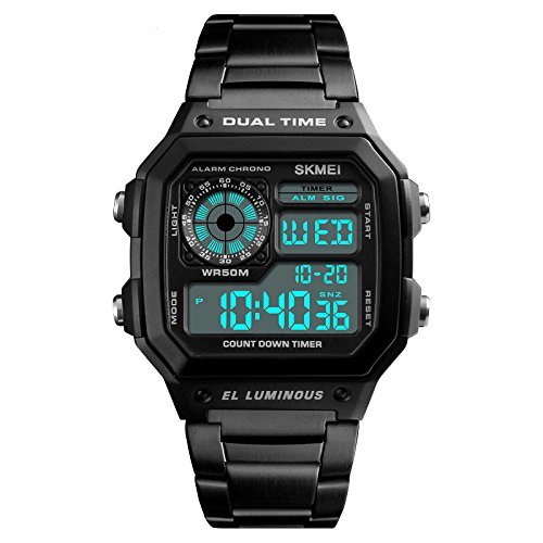 Skmei Block of Black Digital Multi-Function Digital Watch with Free for Bracelet Men & Boys