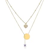 TaYolnFaSo Natural Gemstone Layered Necklace for Women 18k Gold Plated Bead Chain Necklace Healing Crystal Gemstone Jewelry Birthday Gift for Wife Girlfriend Mother