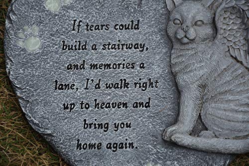 G-mart Garden Cat Memorial Painted Polystone :Love Heart Shape Stepping Stone and Wall Plaque, The Paws Glow in The Dark - 12â€W x 1â€D x 12â€H
