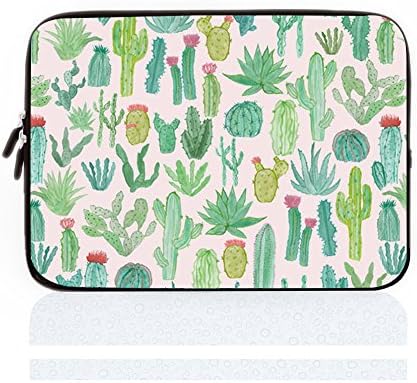 tichine Green Catus Pattern Computer Sleeve for 13" Macbook Air Laptop Case 13.3 inch Netbook Envelope Cover Sleeve Two Sides