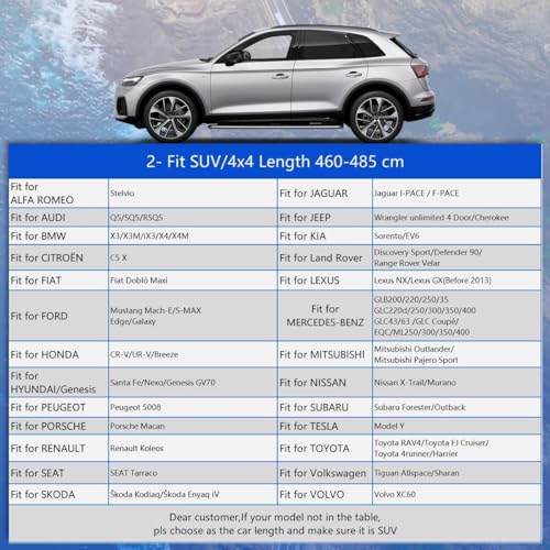 Gunhyi Outdoor SUV Car Cover, Waterproof and Breathable Car Cover Scratch Resistant Rain, Anti-Wind and Dustproof for BMW X3 Audi Q5 Benz Glc Volvo XC60 Stelvio Rav4 (460 to 485 cm) YL