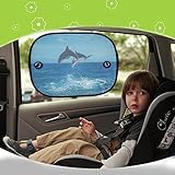 Big Ant Car Sun Shade for Side Window Dolphin Design - Baby Car Sunshade Protector Sunlight & Glare Protection - UV Blocker - Sun Protection For Car, Baby and Kids - *Satisfaction Guaranteed(2 Pack)