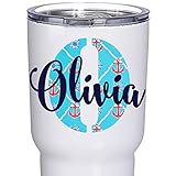 Yeti Tumbler Decal with Initial and Name for Yeti RTIC Ozark Tumblers and Cups Cars and Laptops - Nine Patterns to Choose From