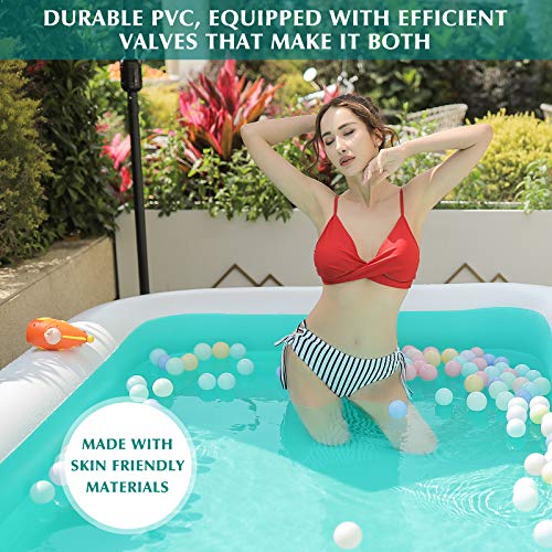 Brace Master Aufblasbarer Pool, Schwimmbad, Planschbecken Groß, 305cm x 182cm x 56cm, Pool Rechteckig für Kinder, Erwachsene, Babys, Outdoor, Garten, Grün – Bild 3