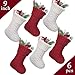 LimBridge Christmas Mini Stockings, 6 Pack 7 inches Knitted Knit Rustic Holiday Decorations for Family Home, White and Red