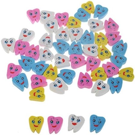 Easyinsmile50pcs Cute Molar Teeth Shaped Eraser Assort Colors Grate Gift for Dental Clinic and School