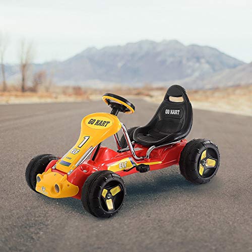 Push & Pedal Riding Vehicle, Go Kart Kids Ride on Bike, Black