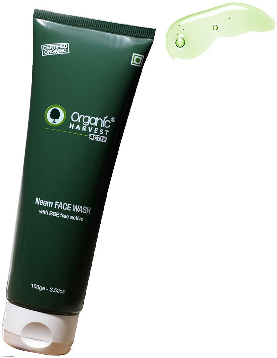 Organic Harvest Acne Control Mattifying Face Wash: Neem & Tulsi | Cleanser for Oily Skin | For Acne and Pimples | For men & women | 100% American Certified Organic | Sulphate & Paraben-free | 100g