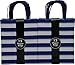 Medium Kraft Gift Bag, Color Stripe Design with Matching Handles, 2 Packs Bulk Set of 24 Bags (Blue & White, Medium 8