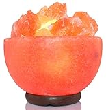 AMSkart Pink Crystal Himalayan Salt Fire Bowl Lamp with Dimmer Switch and Wooden Base, 7 x 6.5 x 6.5 - Inch, 8 - 10 lbs