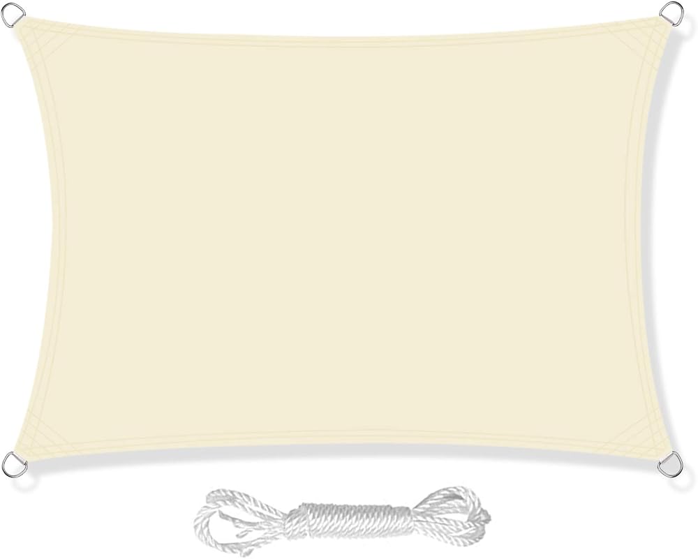 HEYOMART Sun Shade Sail 3m x 5m Rectangle Blue UV 98% Block ROS Rope