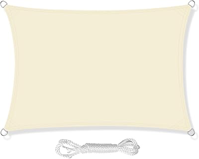 HEYOMART Sun Shade Sail 3m x 5m Rectangle Blue UV 98% Block ROS Rope