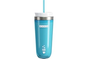 Zoku Instant Iced Coffee Maker, Reusable Beverage Chiller Cools Hot Beverages in Minutes Without Dilution, Portable 11-ounce Tumbler With Spill-resistant Lid and Straw, Teal
