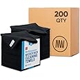 Bulk 16" x 16" All Purpose Microfiber Towels Wholesale - Case Quantity (200 Count) | Large | No Fraying | High Density Microfiber | Zero Chemical Cleaner | Long-Lasting (Black)