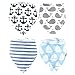 Stadela Baby Adjustable Bandana Drool Bibs for Drooling and Teething Nursery Burp Cloths 4 Pack Baby Shower Gift Set for Boys - Nautical for Sailor with Whales Anchors Stripes Boats Yachts