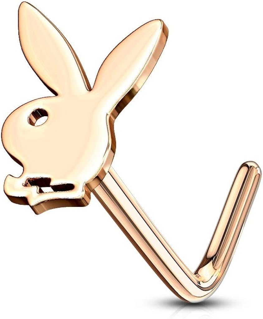 Playboy Bunny Top 316L Surgical Steel Nose L Bend Stud