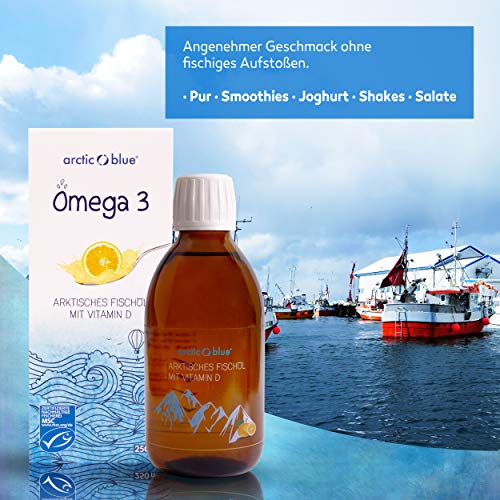 Arctic Blue Omega 3 Fischöl â 250 ml flüssig â MSC-Zertifiziert - hochdosiert mit DHA, EPA und Vitamin D â ohne AufstoÃen oder Fischgeruch â arktisches Fischöl â Orangengeschmack – Bild 4