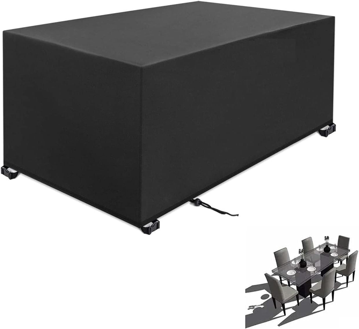 Sobeta Garden Furniture Covers 200x100x100cm black 420D Heavy Duty Oxford Windproof,Snow-proof,Anti-UV Upgraded Tear-Resistant with 4 Windproof Buckles Rectangular Waterproof Patio Table Cover