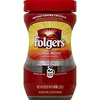 Folgers Instant Coffee Crystals, Classic Roast, 8 ounce