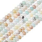 SUNNYCLUE 1 Box About 96pcs 6mm Heishi Gemstone Beads Flat Round Natural Stone Beads Bulk Abacus Amazonite Rondelle Stone Disc Colorful Loose Spacers for Jewelry Making DIY Craft Bracelets Necklaces
