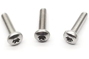 DGZ STORE M6-1.0x25mm Stainless Steel Torx Bolts Round Head Six Star Six Lobe Screws Full Thread 30pcs