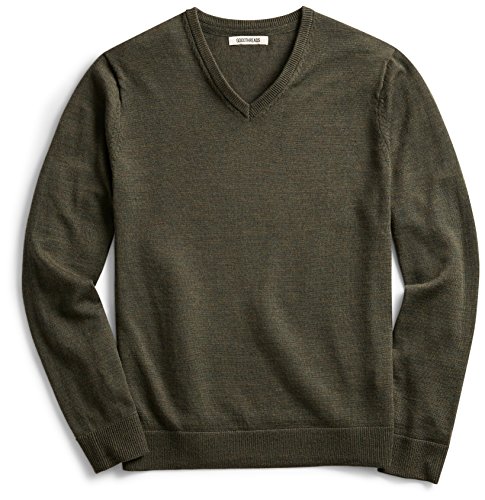 Goodthreads men s v-neck merino sweater, green heather,…