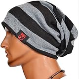 Z&s Gray Men Toweling Knit Slouch Long Beanie Cap Skullcap Unisex B0744